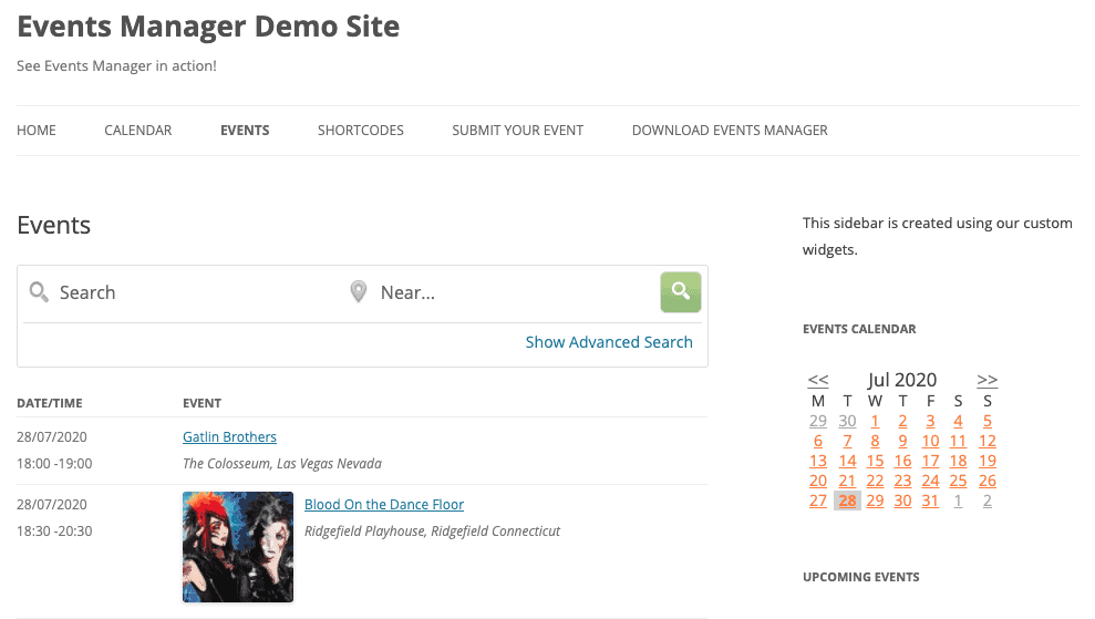 Events Manager Demo Site