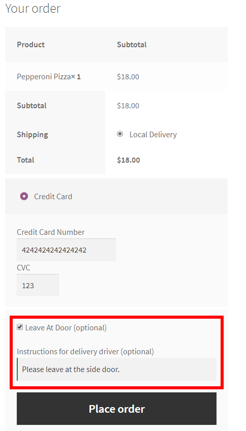 order delivery option 