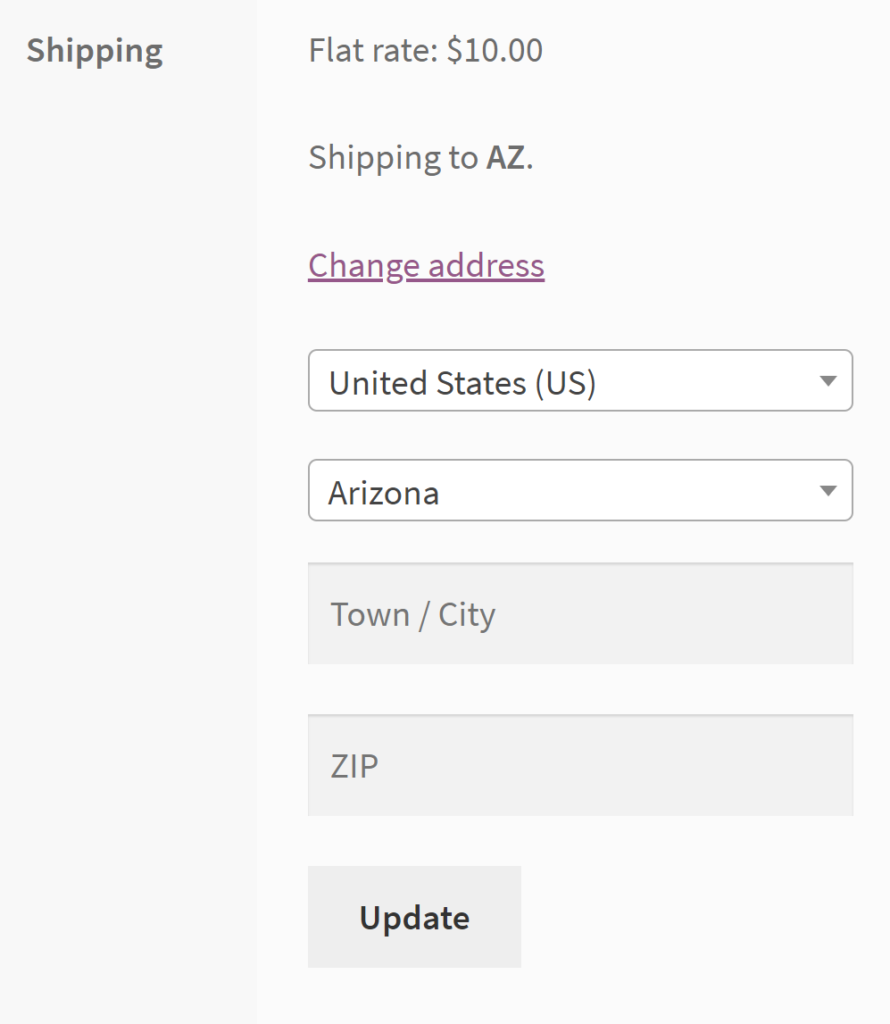 Shipping address field