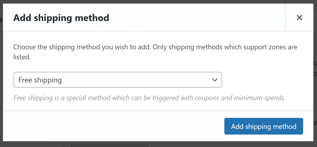 Adding shipping method to a shipping zone in WooCommerce.