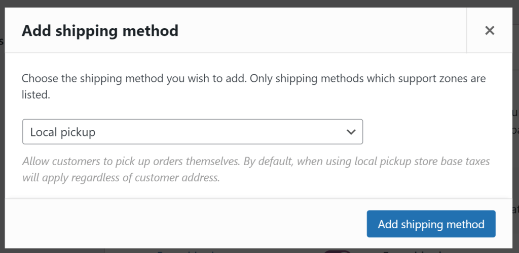 Add WooCommerce local pickup shipping cost option