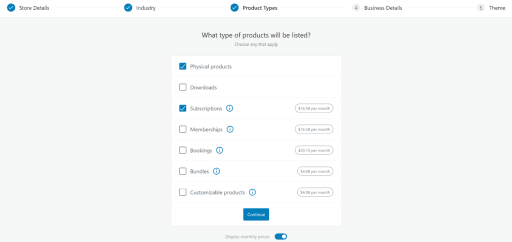 WooCommerce setup product types