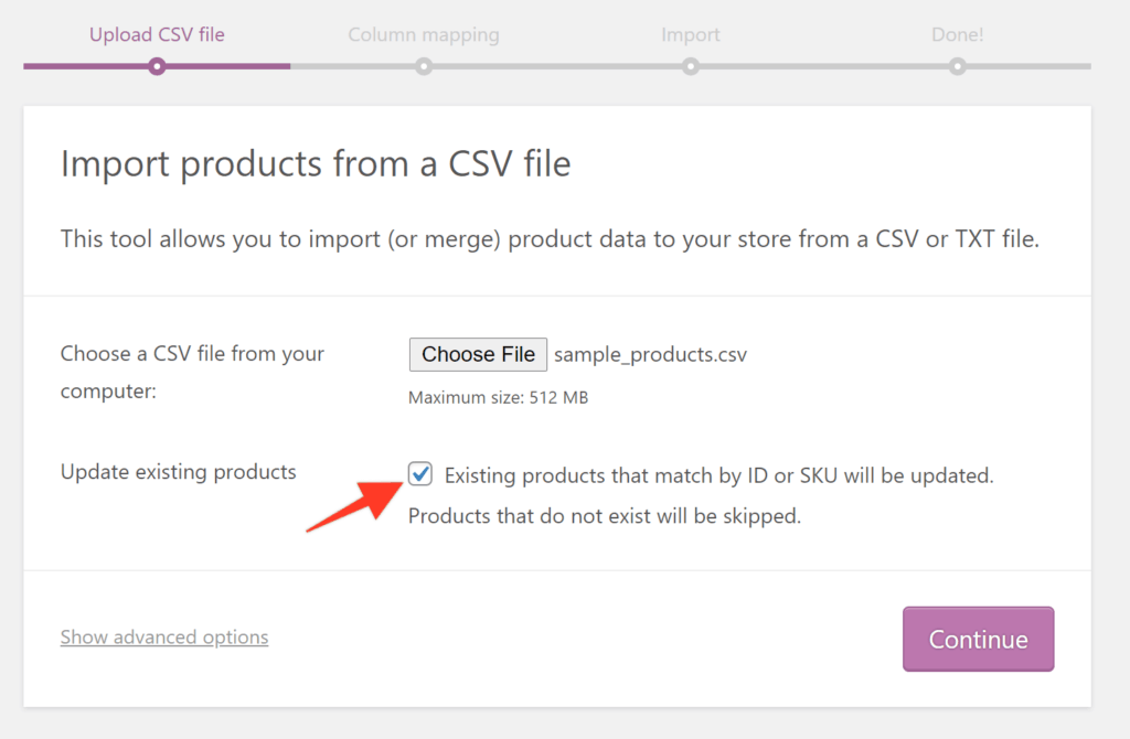 Update existing WooCommerce products.