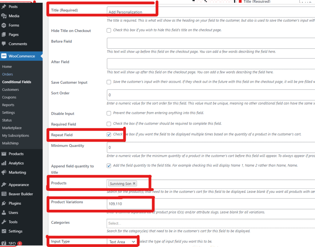 Add conditional checkout fields